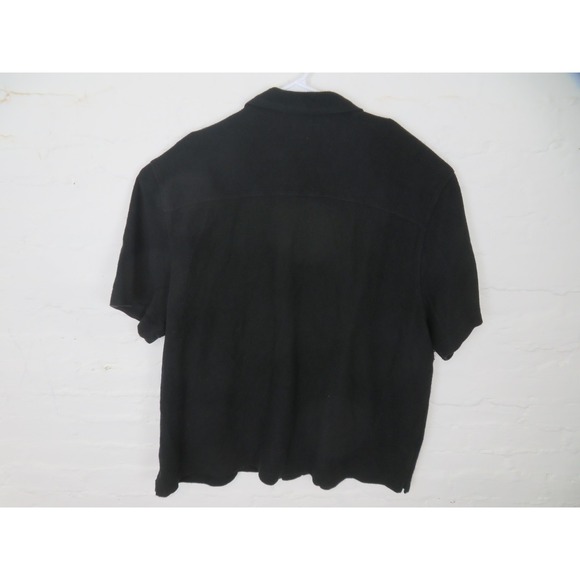 Gap Shirt Mens 3XL Black Textured Modal Camp Collar Short Sleeve Button Up Knit - Picture 7 of 9